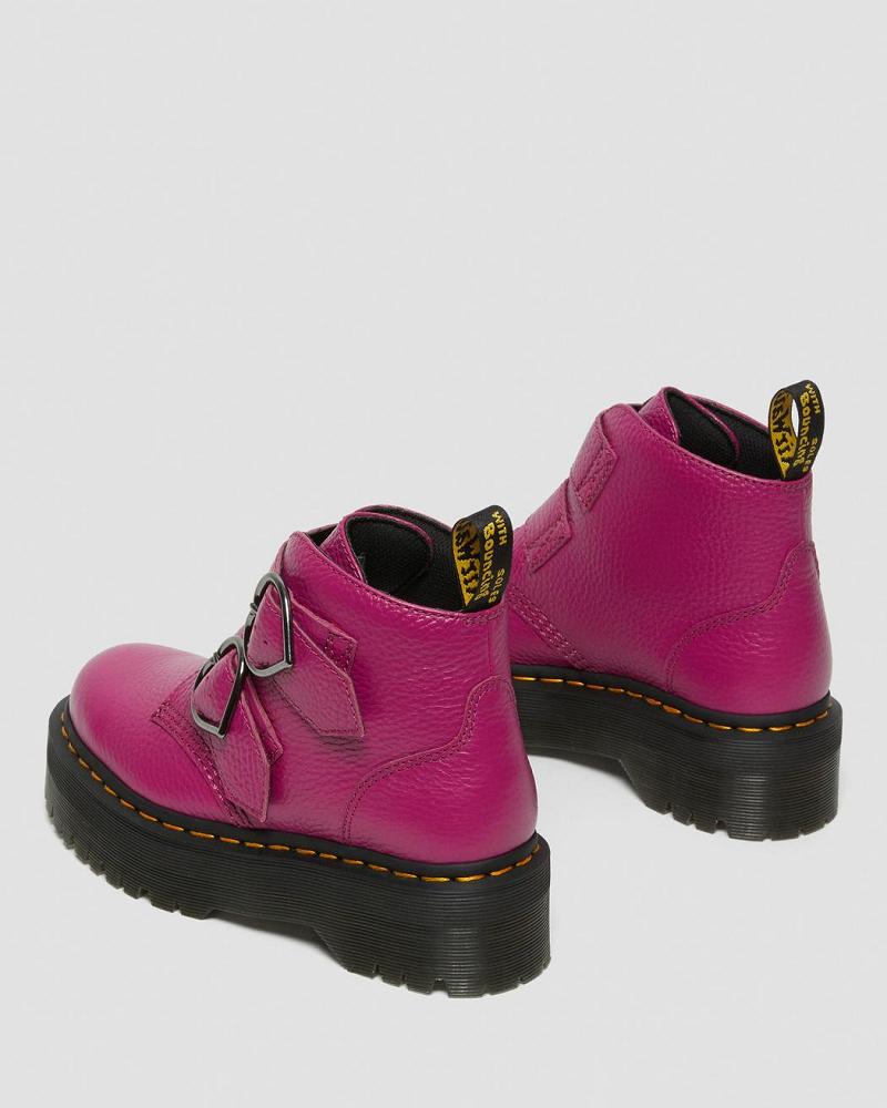 Dr Martens Devon Heart Læder Platform Støvler Dame Lyserød | DK 234DFM